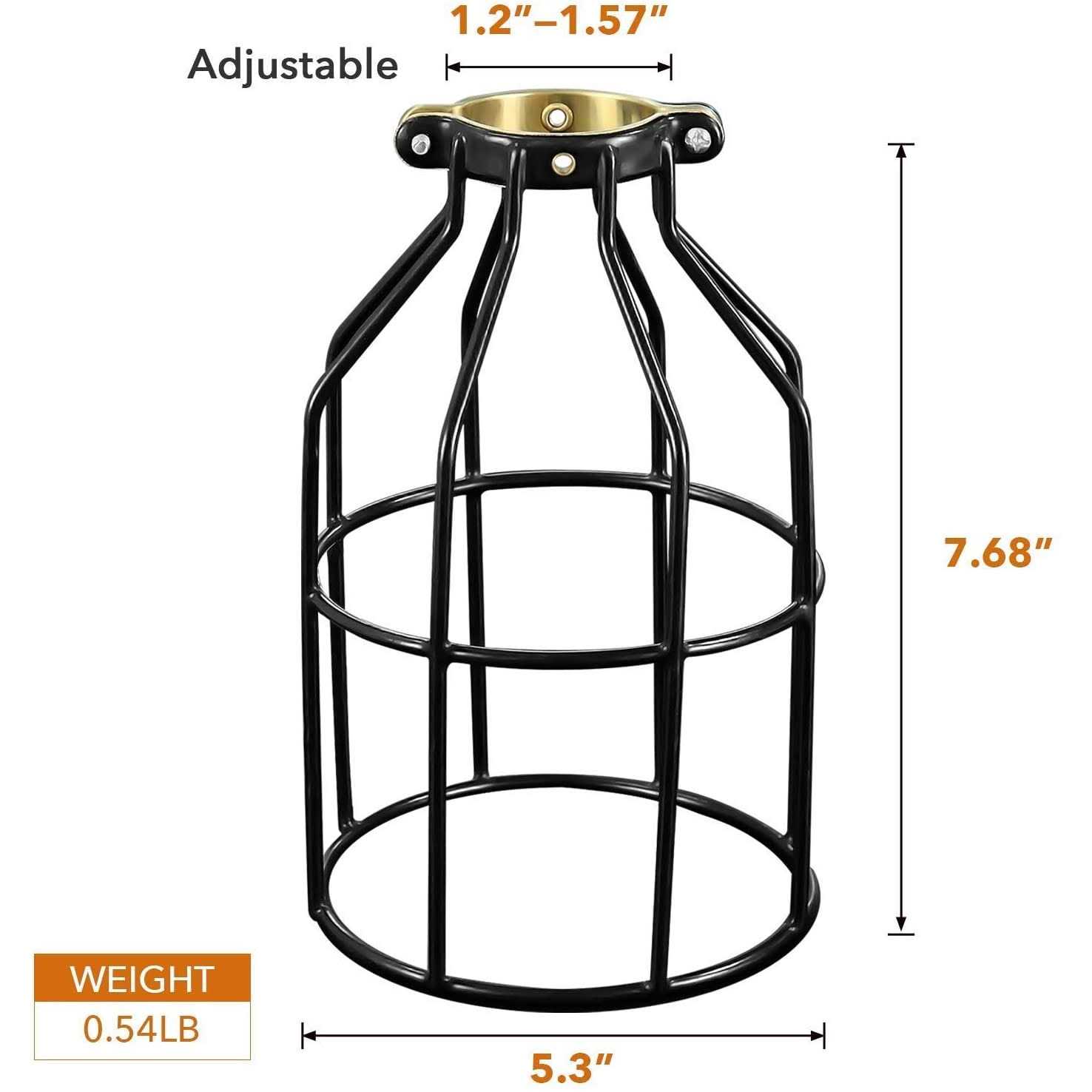Simple Deluxe Adjustable Industrial Clamp on Metal Bulb Guard Cage for Pendant