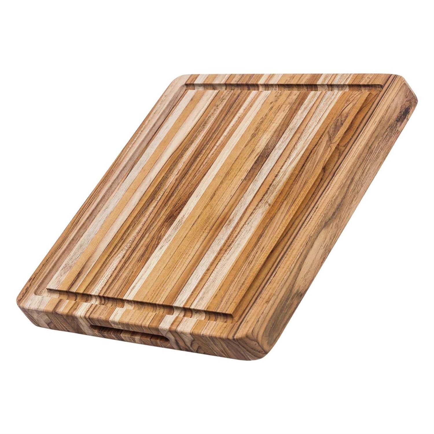 Teakhaus Edge Grain Teakwood Cutting Board with Hand Grips & Juice Canal