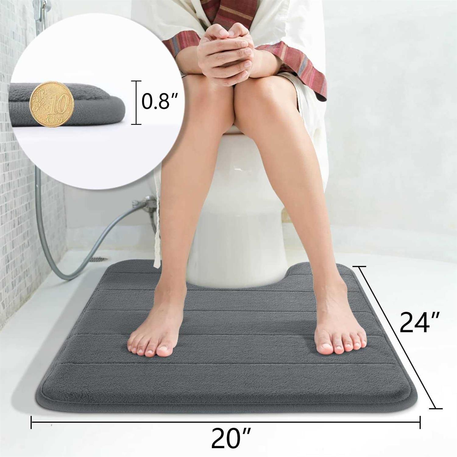 Yimobra Toilet Bath Mat U-Shaped Contour Bathroom Soft and Comfortable