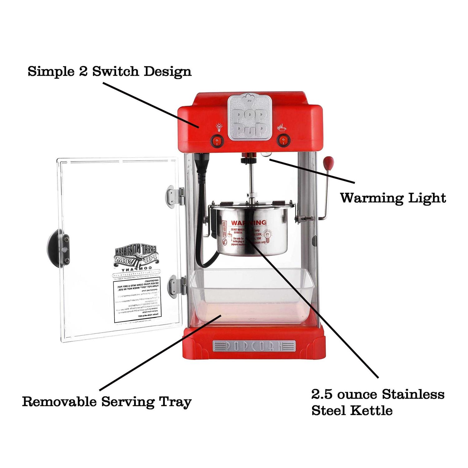 Great Northern Popcorn Machine Pop Pup Retro Style Popcorn Popper