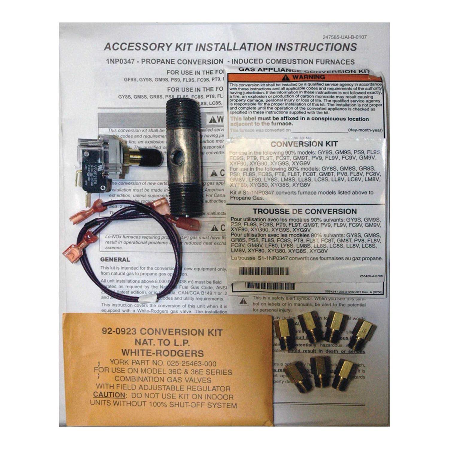 York S1-1NP0347 Nat To Lp Gas Conversion Kit
