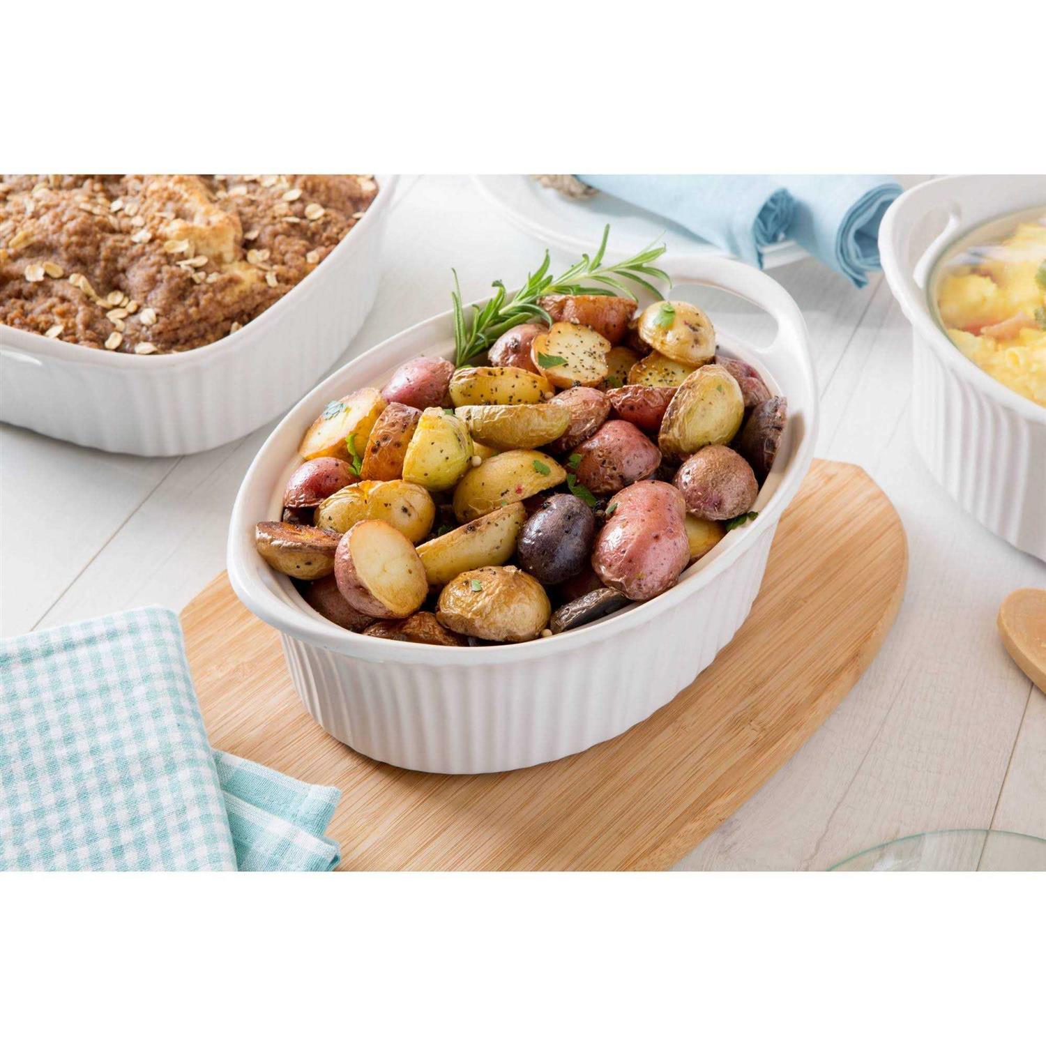 Corningware French White Oval Casserole with Glass