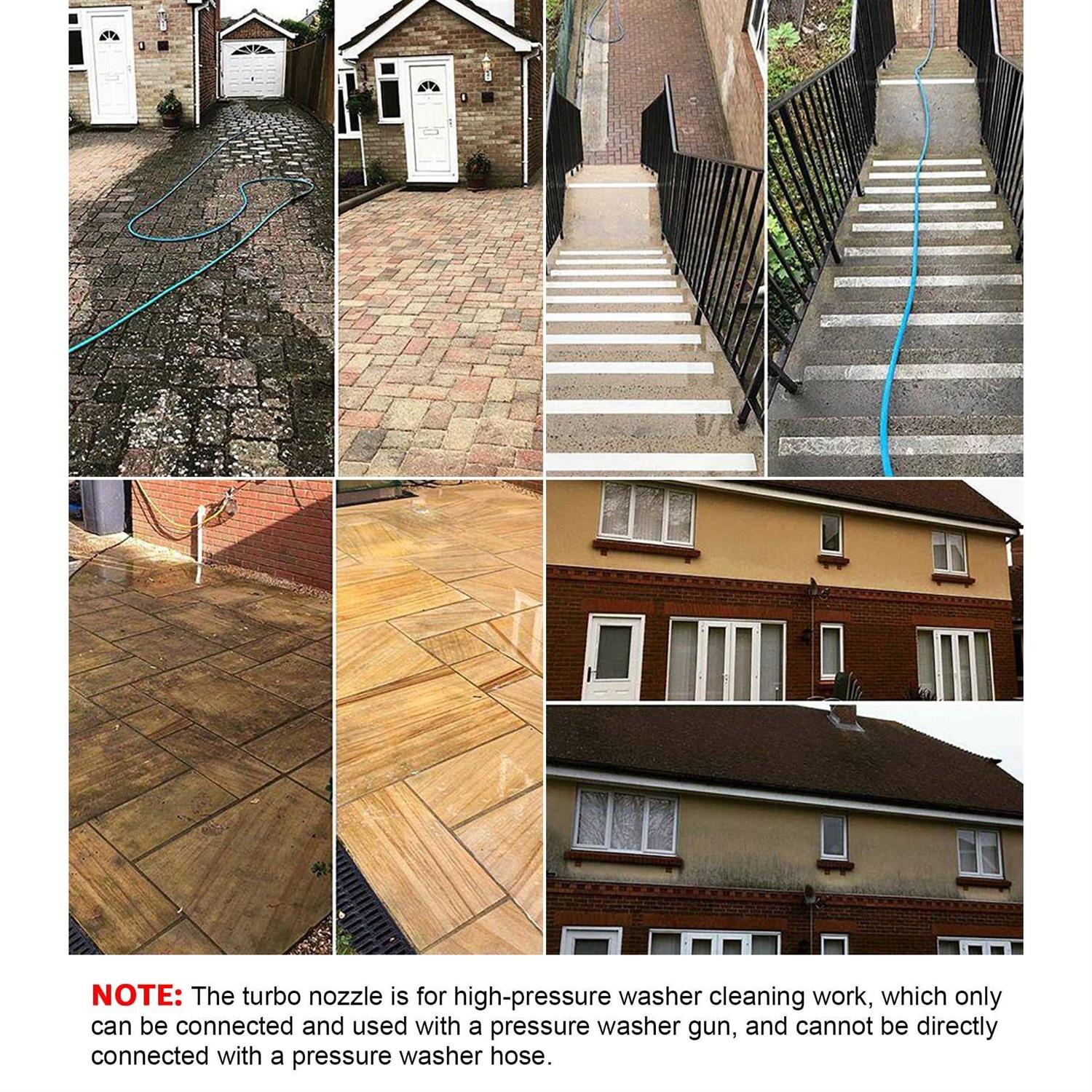 Wevove Pressure Washer Tips Turbo Nozzle Pressure Washer 3000 PSI Max Rotating Pressure Washer Nozzle with 2PCS 1/4&” Quick Connect for Cleaning Brick