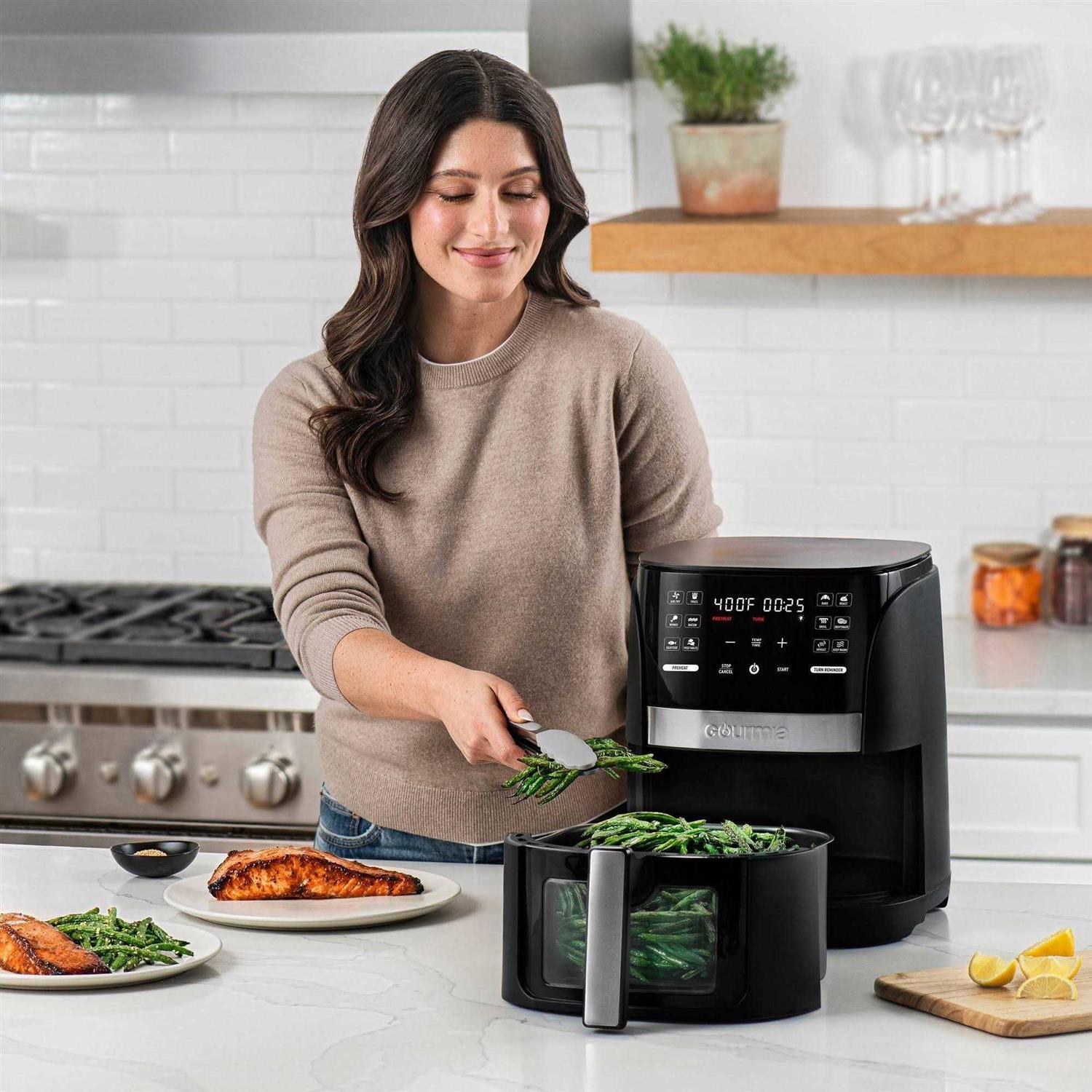 New Gourmia 6-Qt Digital Window Air Fryer with 12 Presets & Guided Cooking