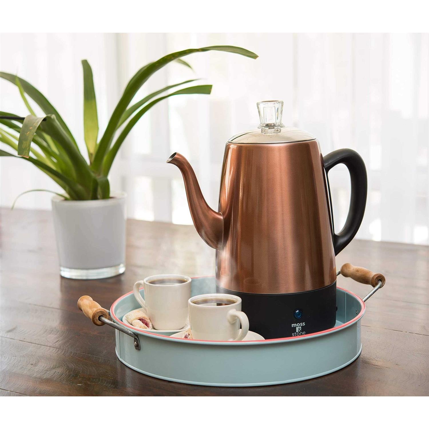 Moss & Stone Electric Coffee Percolator Body with Stainless Steel Lids Coffee