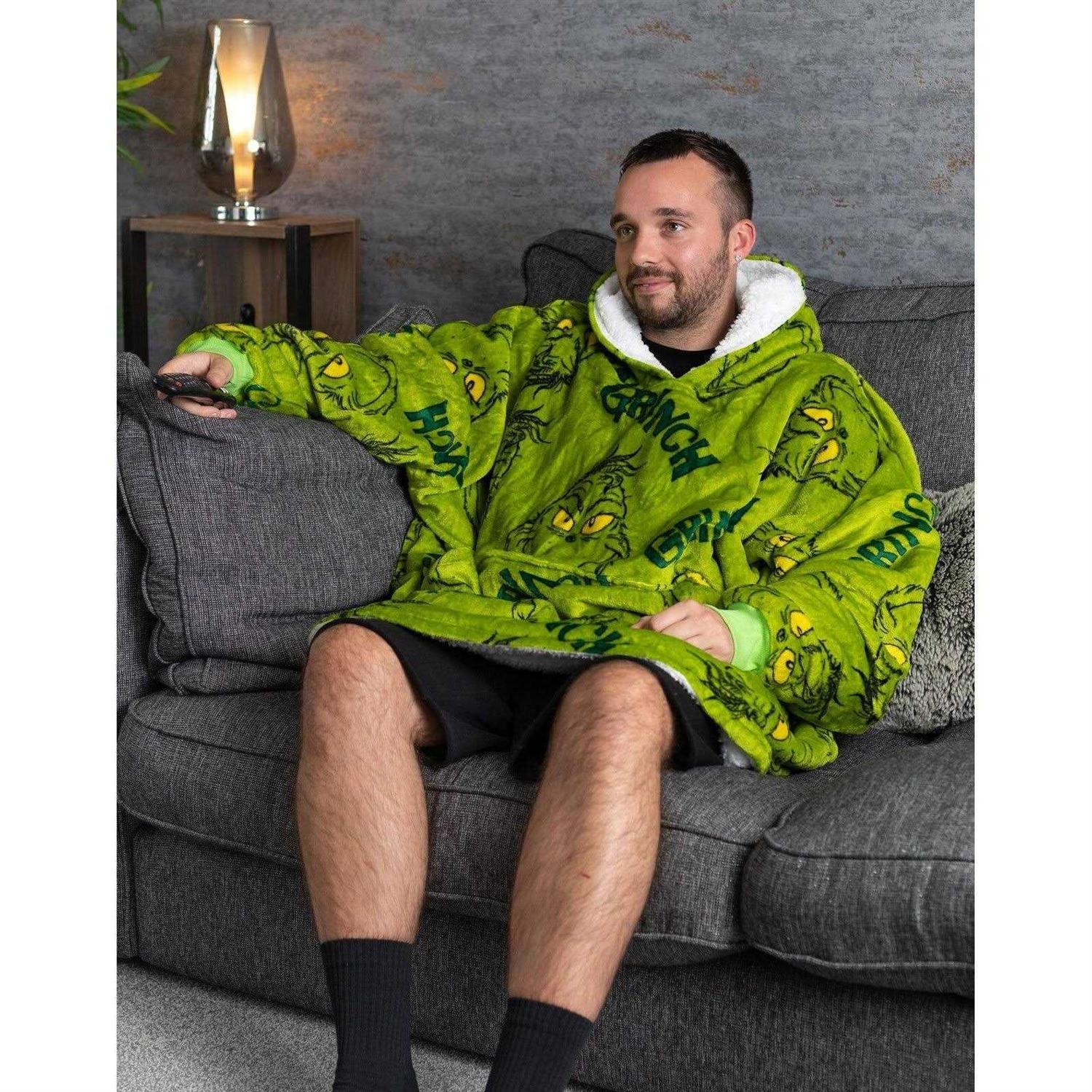 The Grinch Unisex Adult Oversized Hoodie Blanket Green