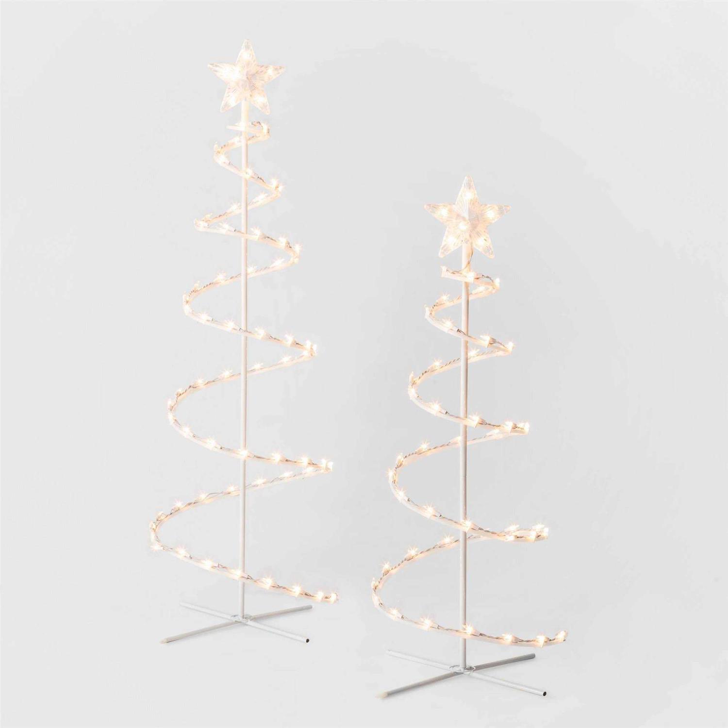 Wondershop 2pc Incandescent Spiral Tree Christmas Novelty Sculpture Light White