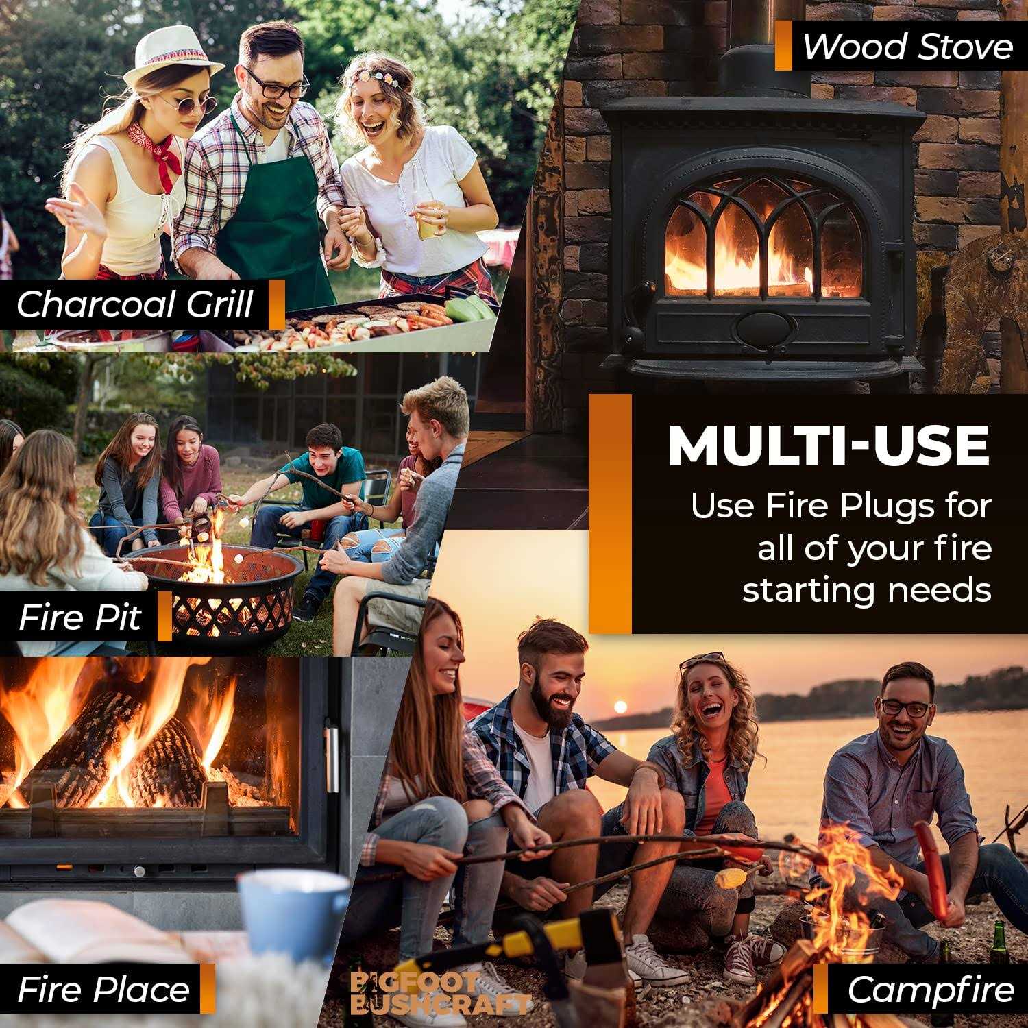 Non-Toxic Waterproof Fire Starters with 5+ Minute Burn for Emergencies