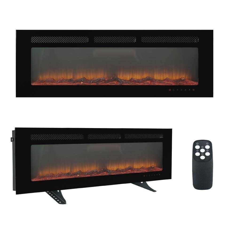 Mondawe 50-in W Black Fan-forced Electric Fireplace OR-ES-907AAA-US