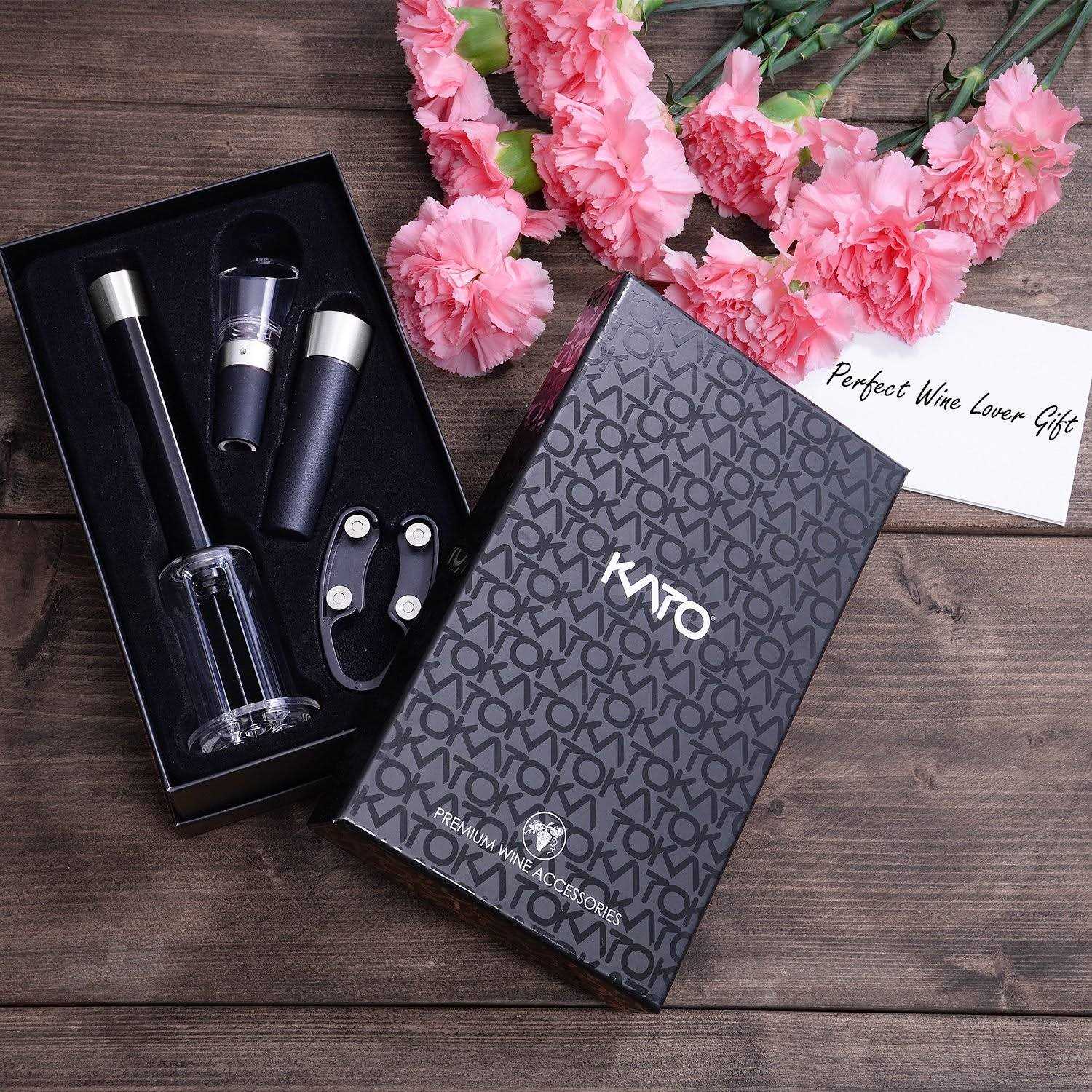 Tirrinia Wine Air Pressure Pump Opener Set, Needle Wine Bottle Cork Remover Accessory Tool Kit with Wine Aerator Pourer,Foil Cutter and Vacuum Stopper