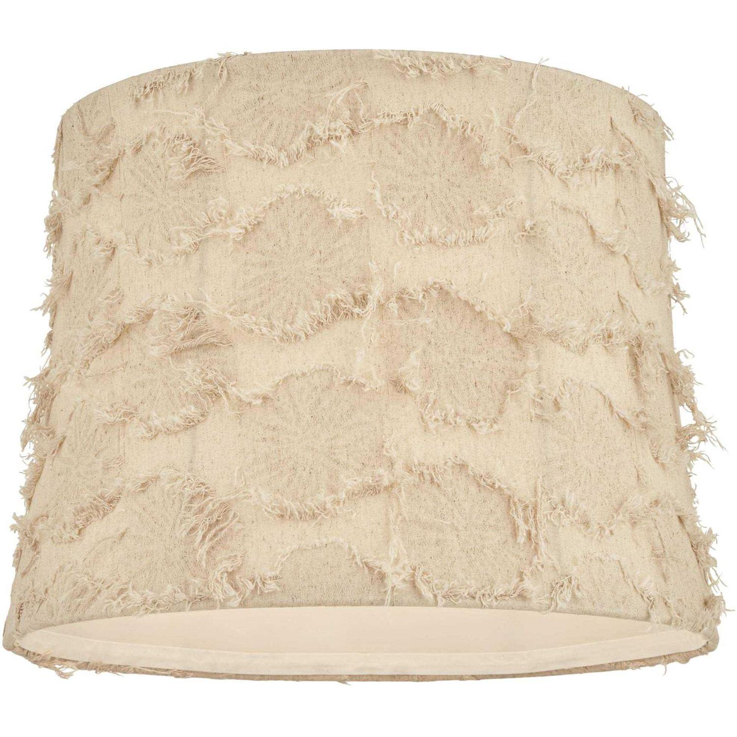 Springcrest Viborg Drum Lamp Shades Beige Raw Medium 14 Top x 16 Bottom x 12 High Washer Replacement Harp and Finial Fitting