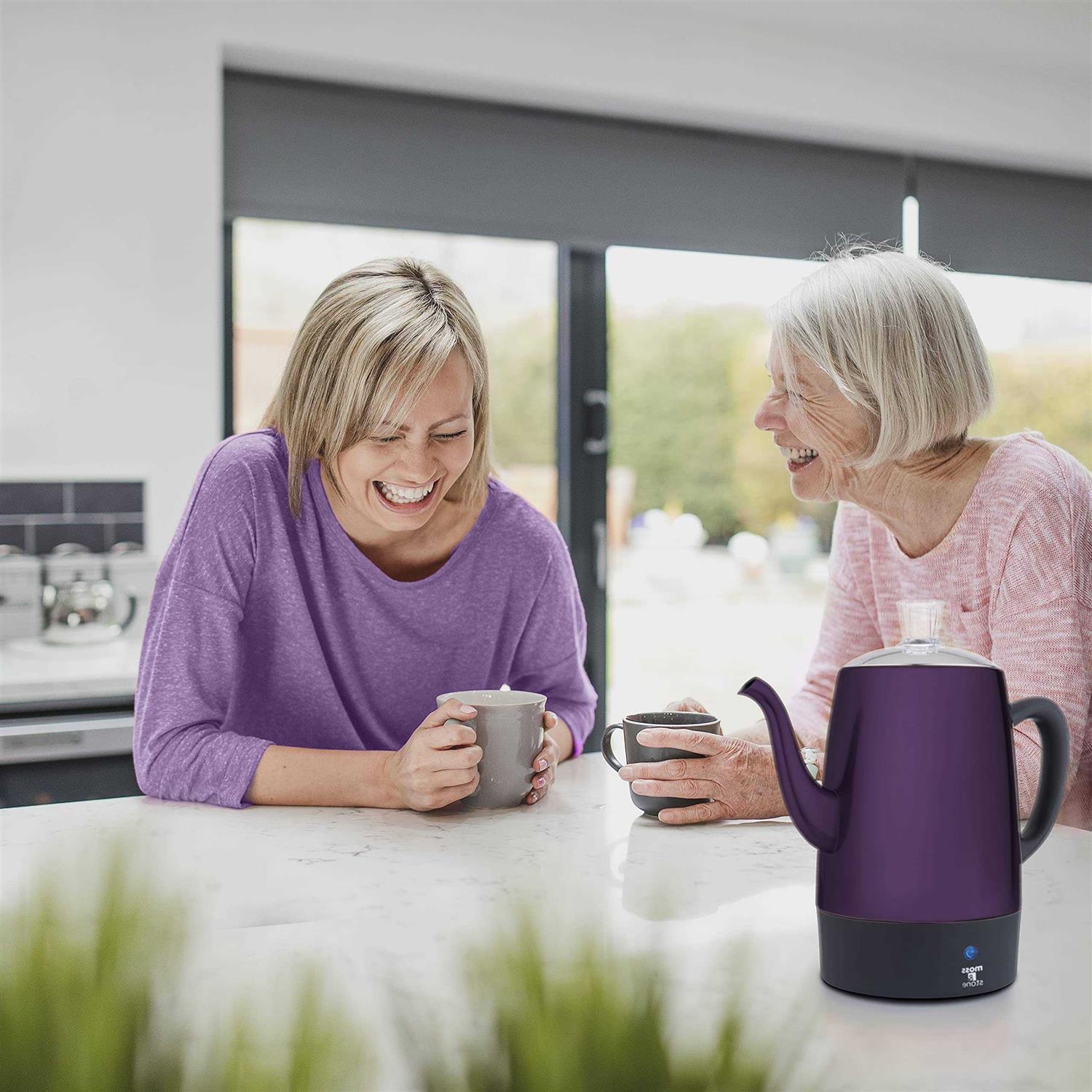 Moss & Stone Electric Coffee Percolator Body with Stainless Steel Lids Coffee