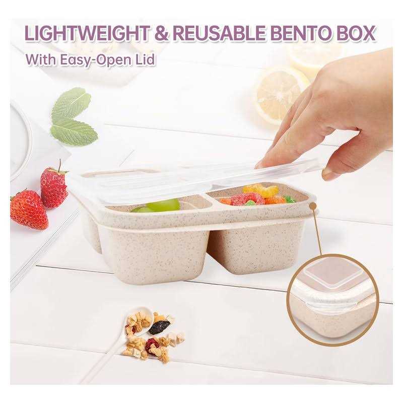 rngwaper Bento Lunch Box,4 Compartment Snack Containers,Divided Bento Snack Box,Meal Prep