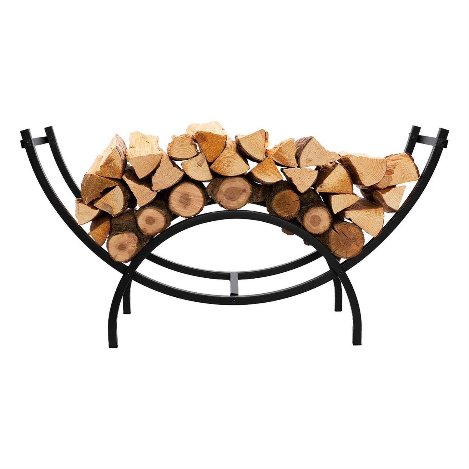 DOEWORKS Curved Heavy Duty Indoor/Outdoor Firewood Racks 40 Inches Log Rack Half Round for Wood Storage