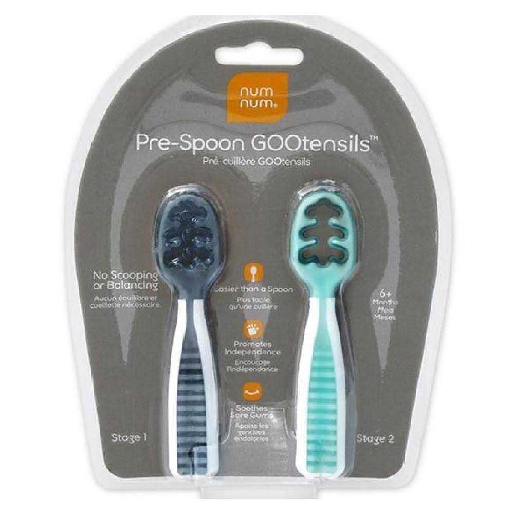 Numnum Pre-Spoon GOOtensils Baby Spoon Set BPA Free Silicone Self Feeding