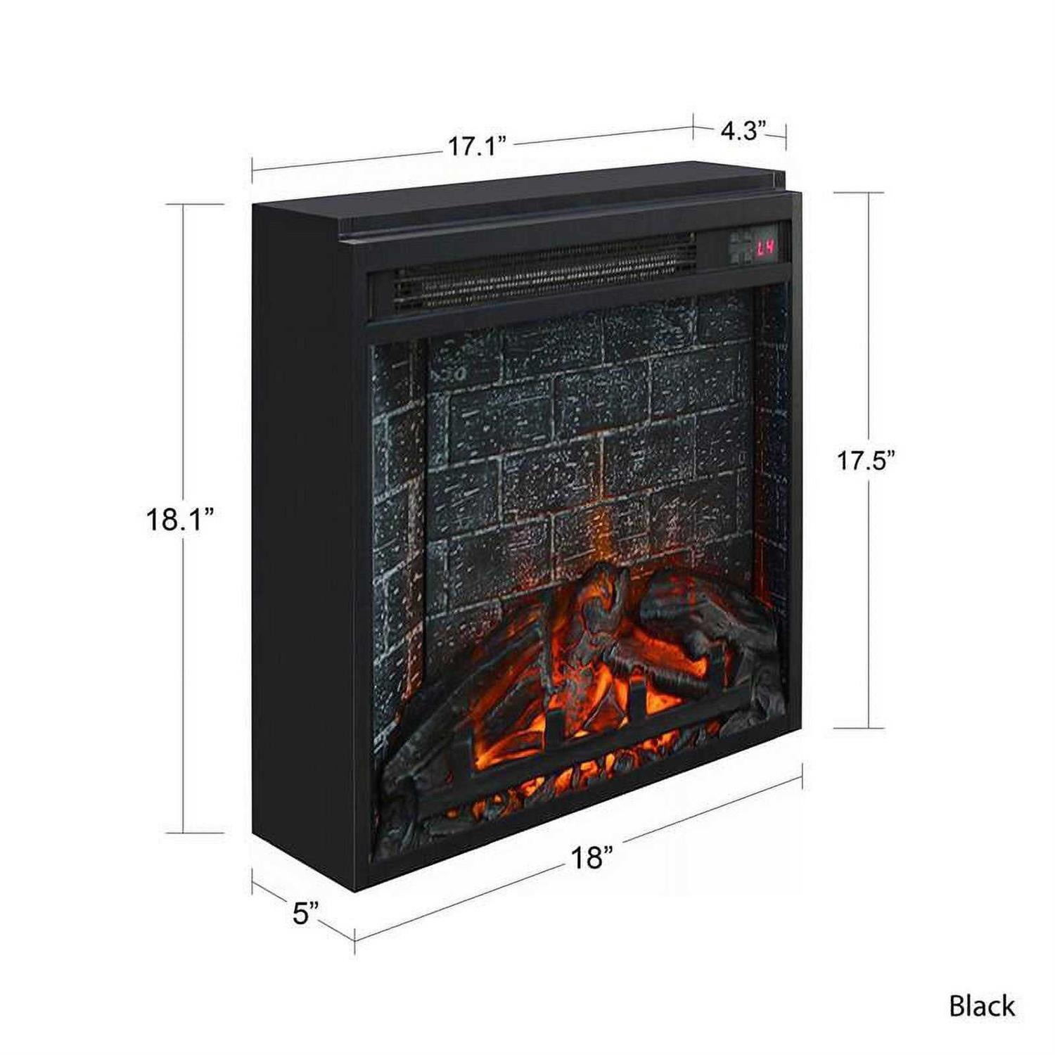 Ameriwood Home 18 inch Glass Front Electric Fireplace Insert with Remote