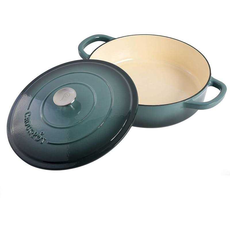Crock Pot Artisan Enameled 5 Quart Cast Iron Round Braiser Pan Lid