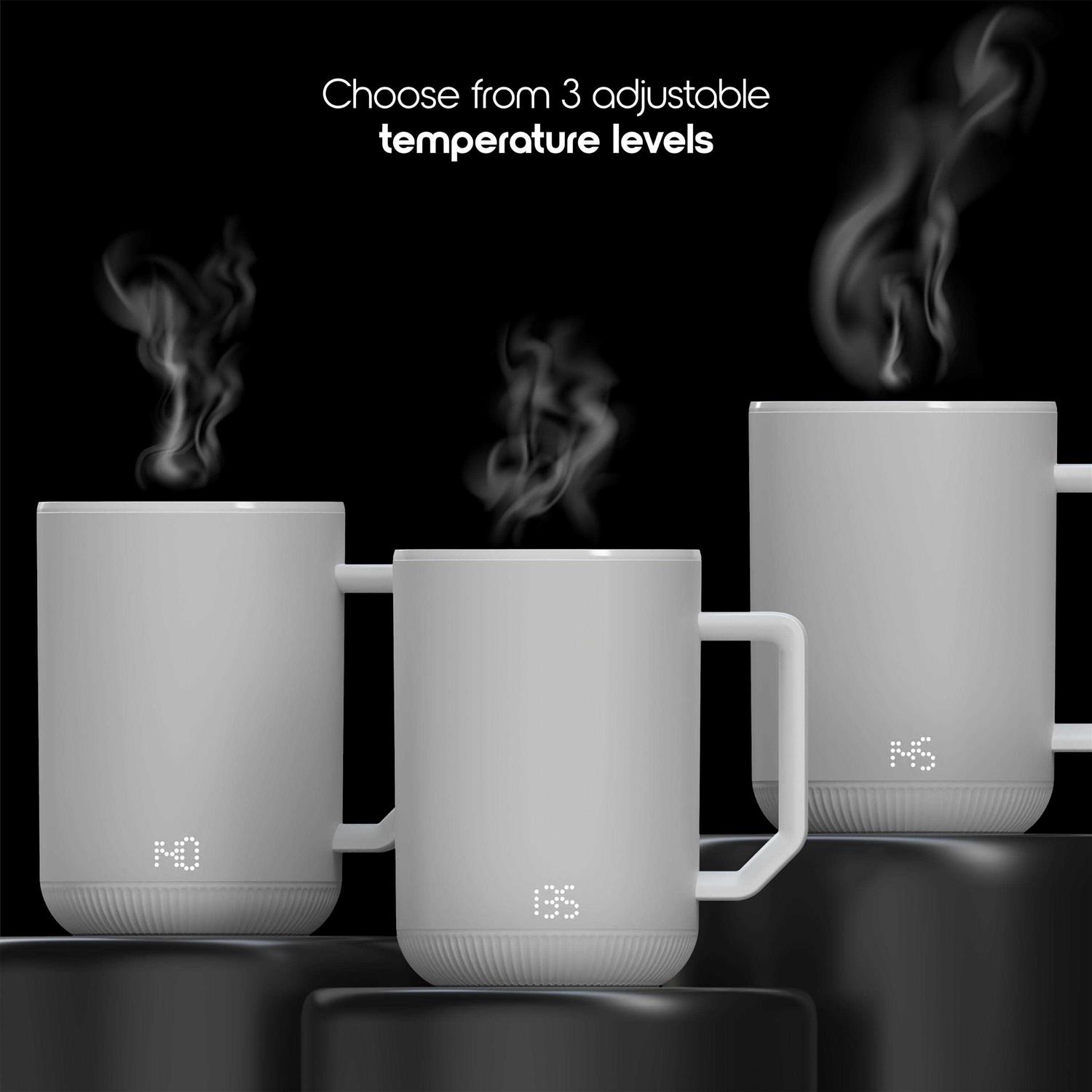 Ionmug Stainless Steel Self Heating Coffee Mug with Lid & Charging Coaster