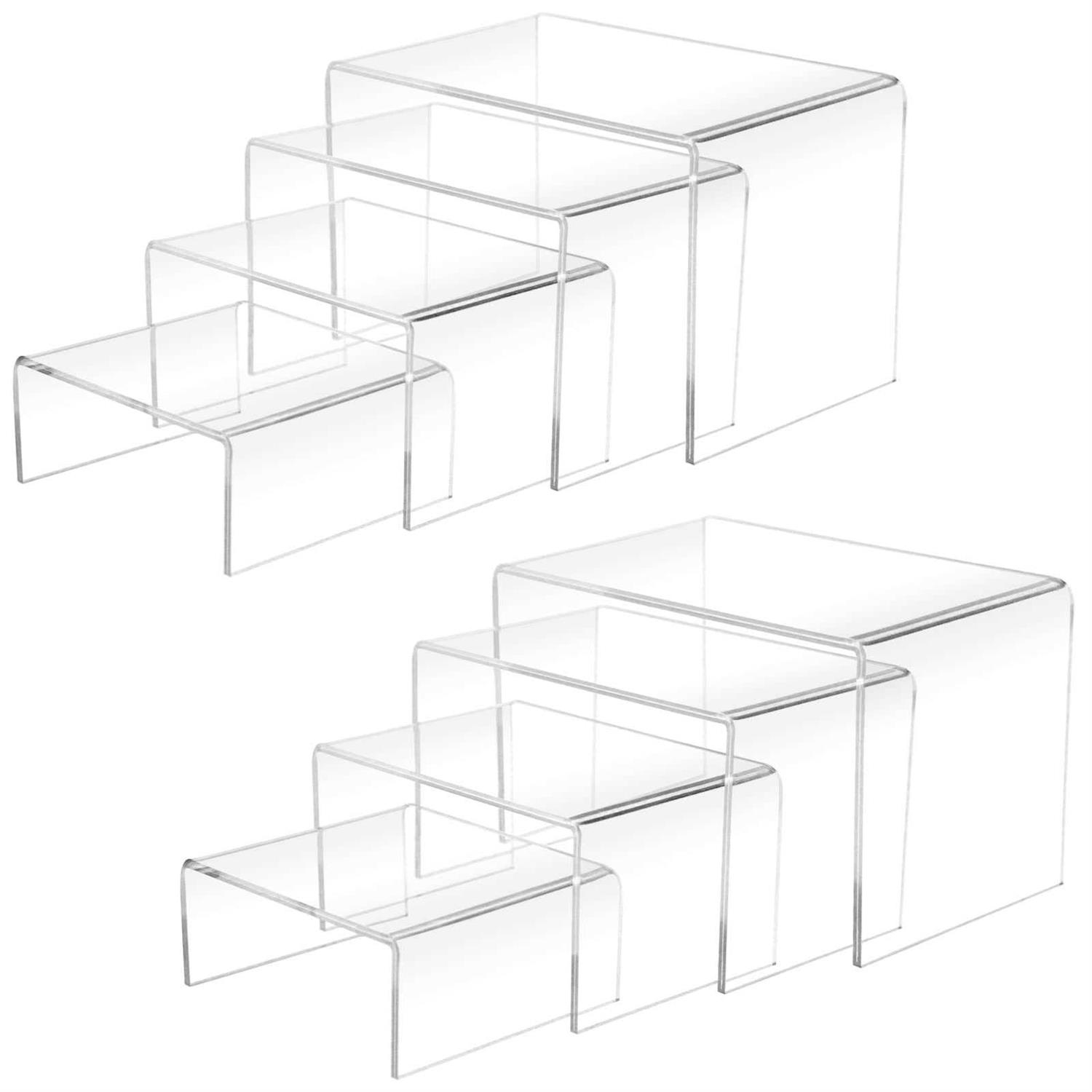 8Pcs Acrylic Display Risers Clear Product Stand,Cupcakes Holder Dessert Display Transparent Showcase Stands