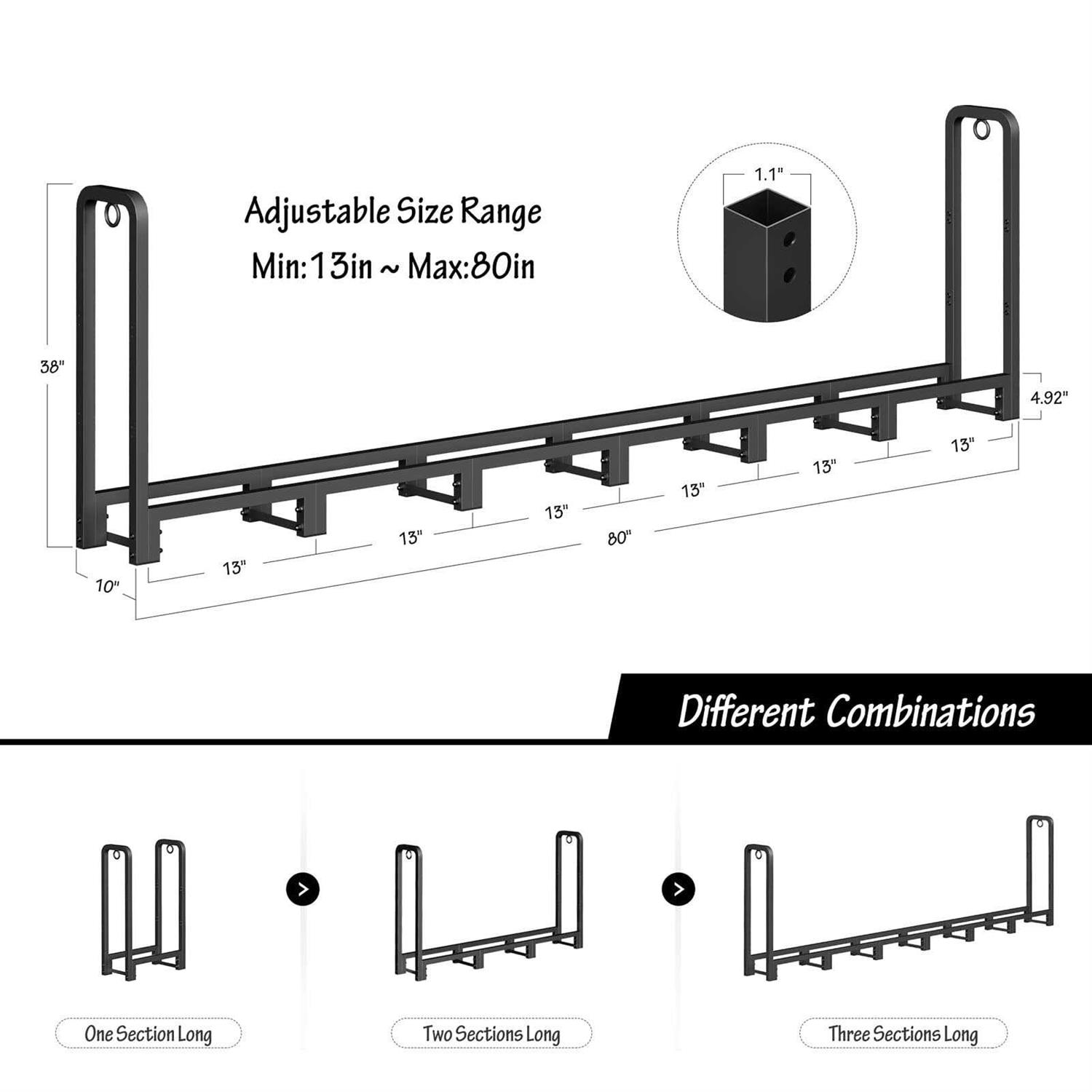 SunyesYo Firewood Rack Outdoor Waterproof Cover Heavy Duty Log Rack Indoor Holder