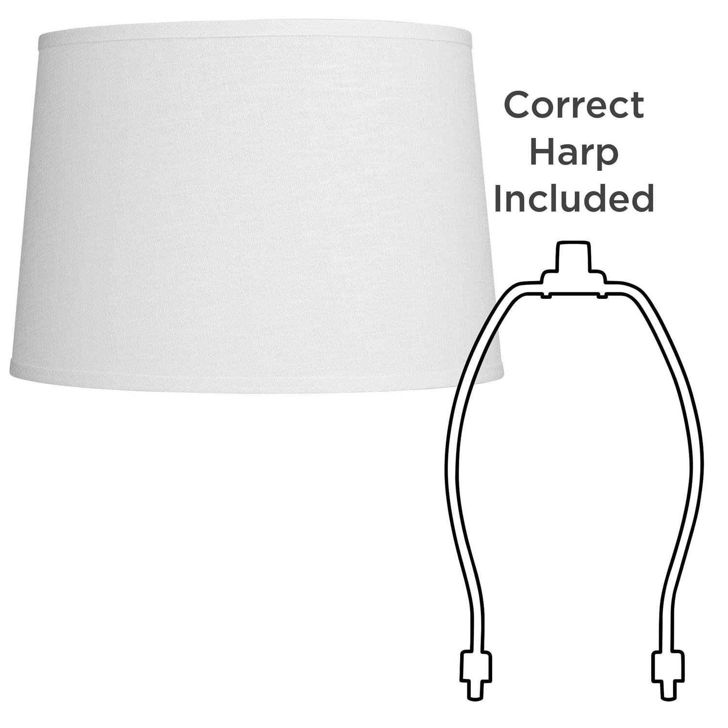 Springcrest Collection Hardback Tapered Drum Lamp Shade White Medium 14 inch Top x Bottom x High Spider with Replacement Harp and