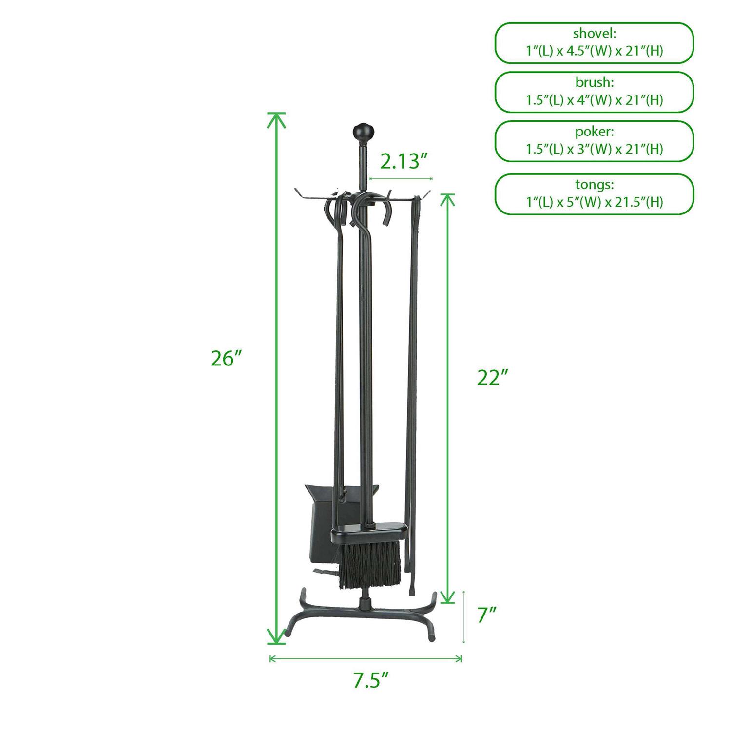 Mind Reader 4-Piece Fireplace Tool Set