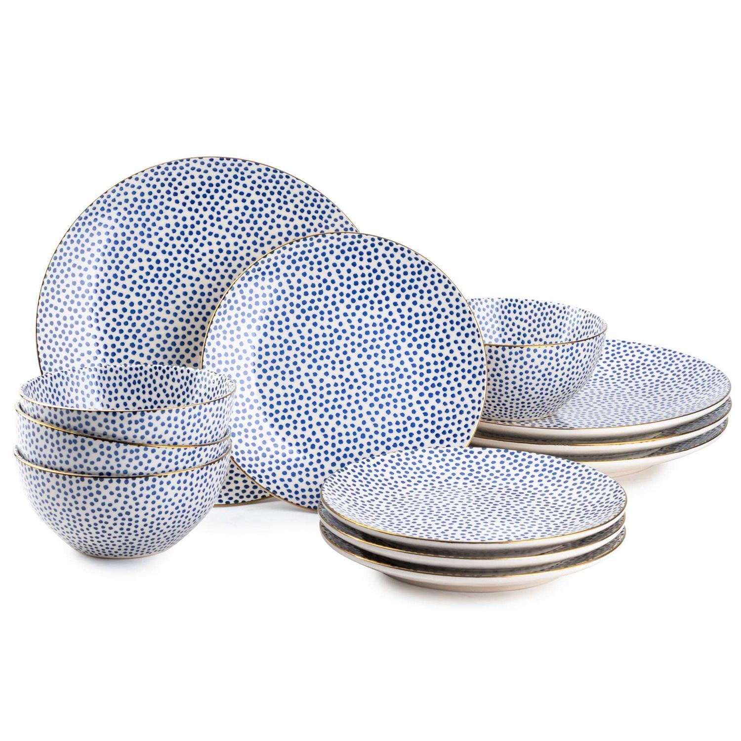 Thyme & Table Dinnerware Black & White Dot Stoneware