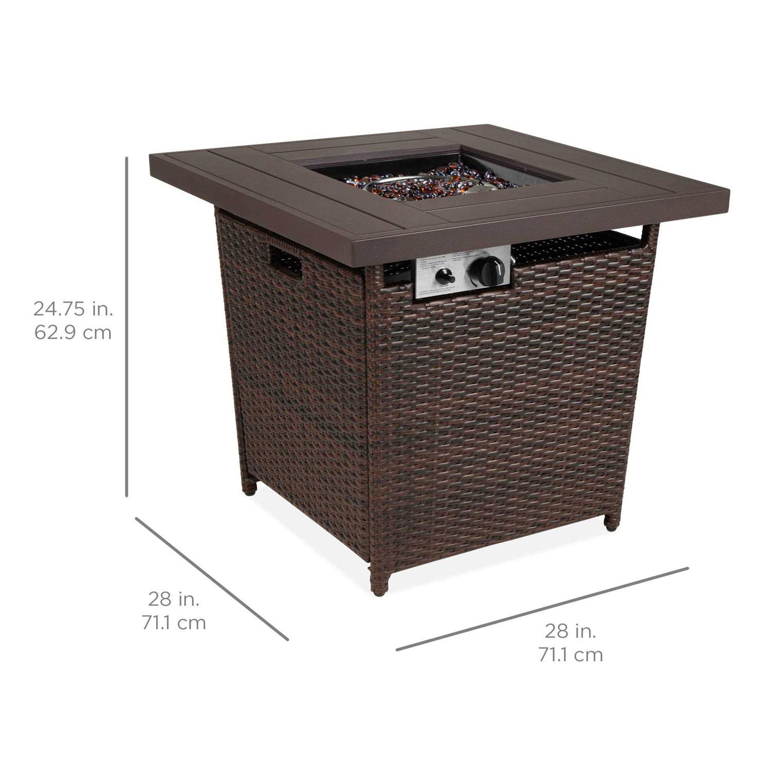 Best Choice Products 28in Propane Gas Fire Pit Table 50,000 BTU Outdoor Wicker w/ Glass Beads