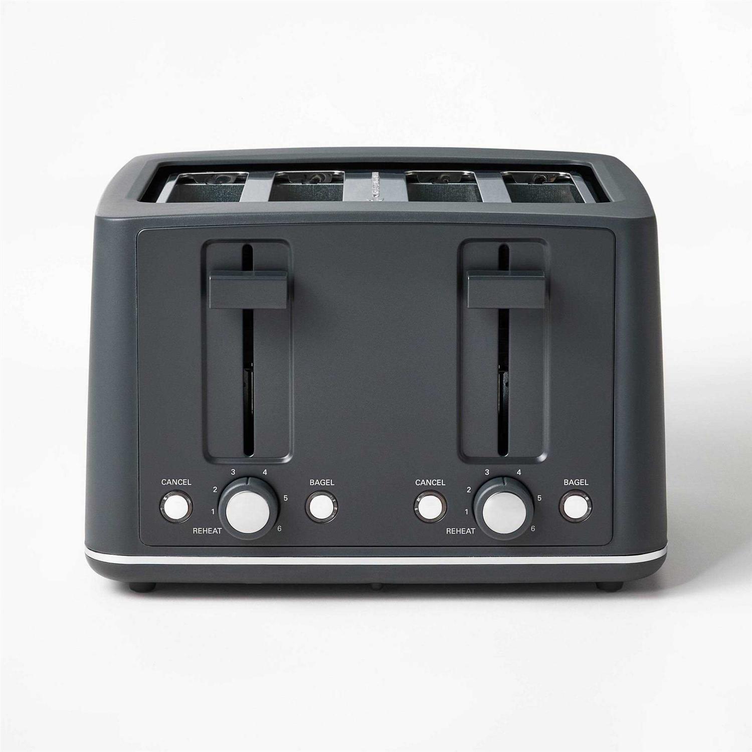 Figmint 4 Slice Toaster Thin Chrome Trim Band Gray