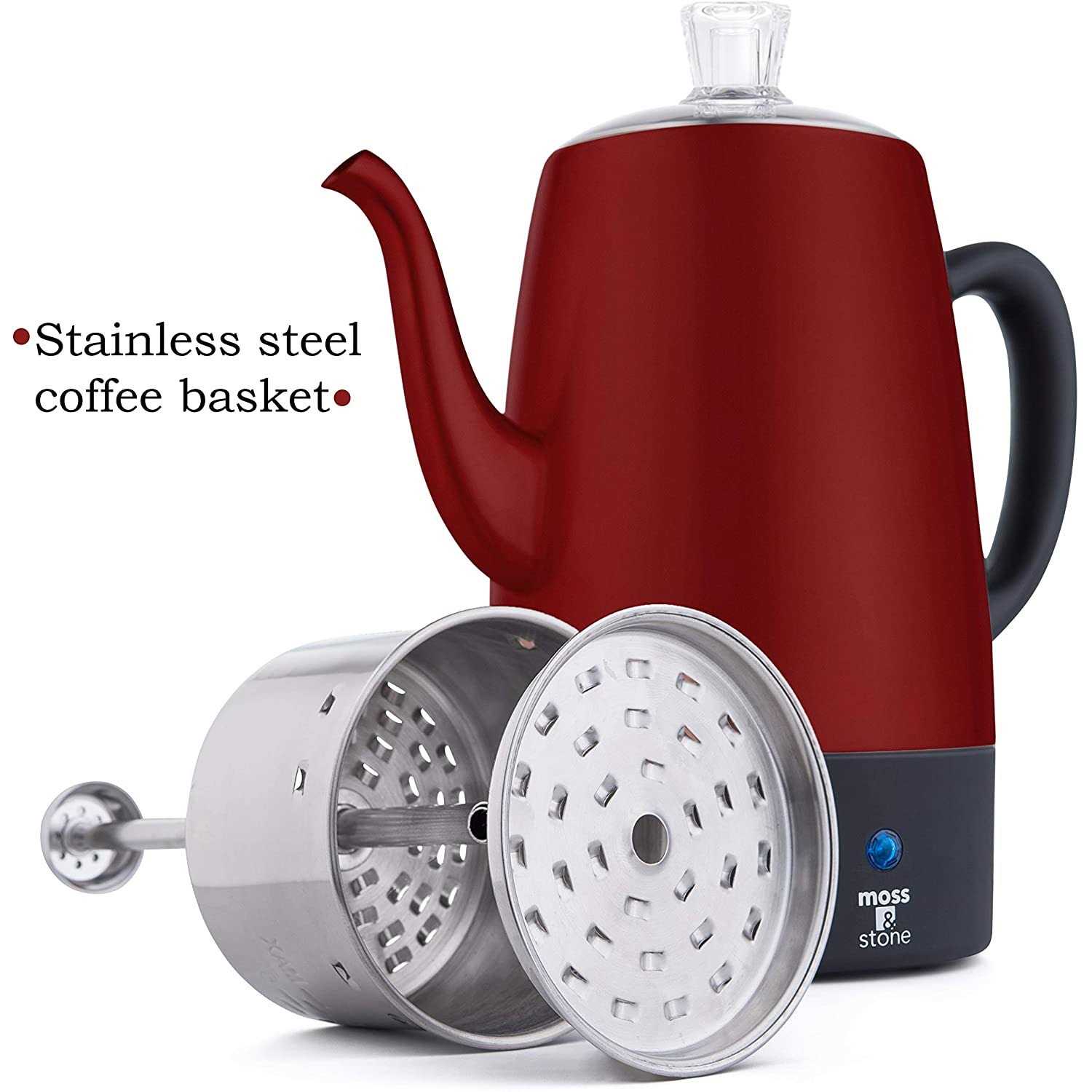 Moss & Stone Electric Coffee Percolator Body with Stainless Steel Lids Coffee
