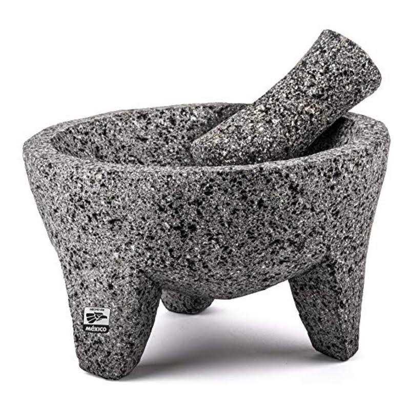 FESTMEX Genuine Handmade Mexican Mortar and Pestle Molcajete de Piedra Natural Volcanica Stone