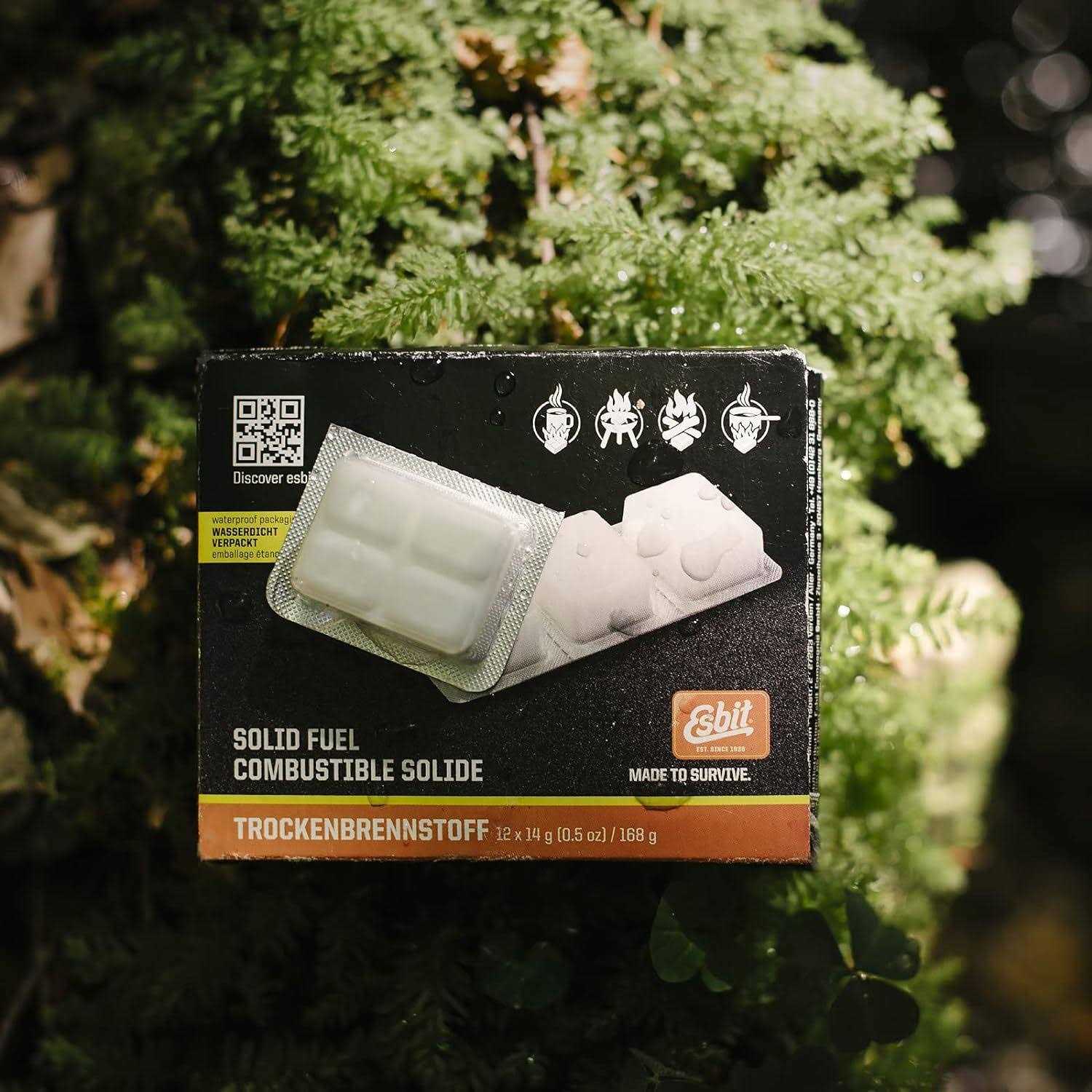 Esbit 1300-Degree Smokeless Solid 14g Fuel Tablets for Backpacking, Camping, and Emergency Prep