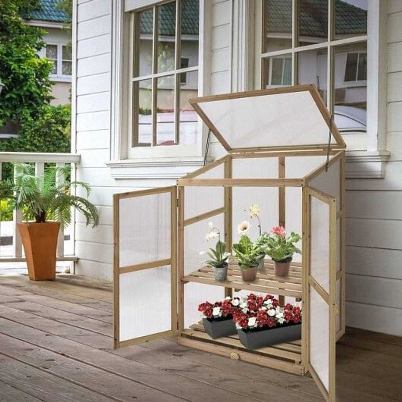 Garden Portable Wooden Raised Plants Greenhouse