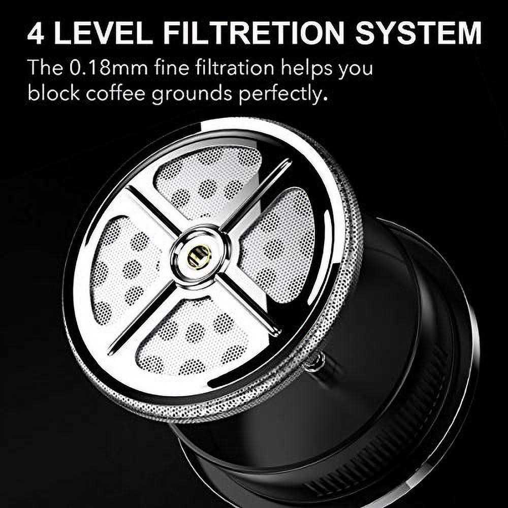 French Press Coffee and Tea maker34oz,304 Stainless Steel Coffee Press with 4 Filters Screen-100% No Residue -german Heat-Resistant Borosilicate