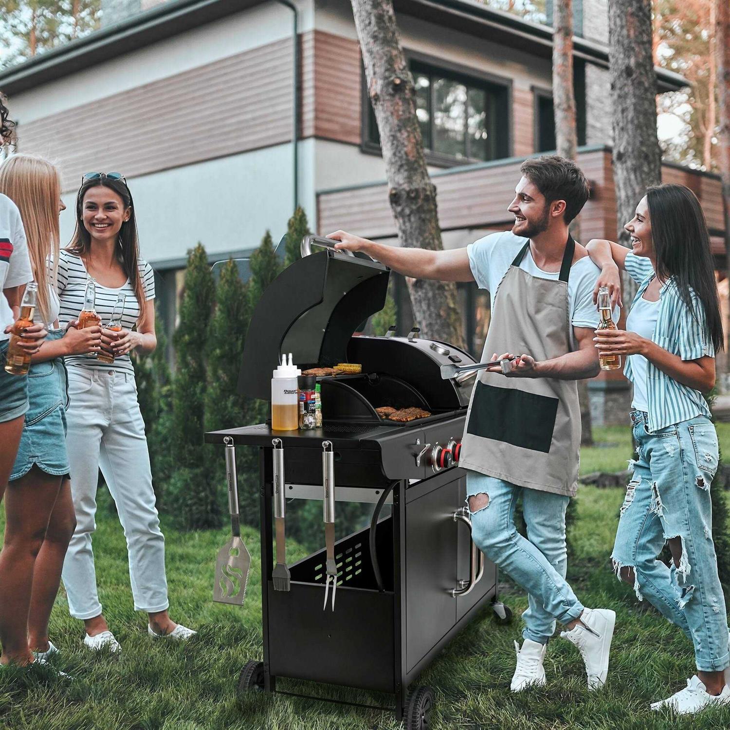 Royal Gourmet 3-Burner 25,500-BTU Dual Fuel Cabinet Gas and Charcoal Grill Combo ZH3002N