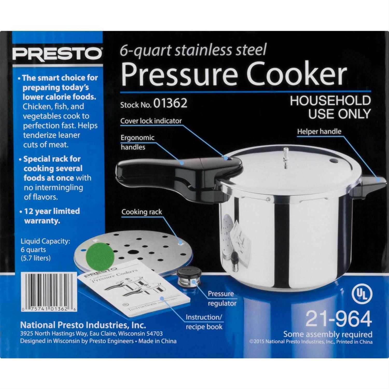 Presto 6 Stainless Steel Pressure Cooker