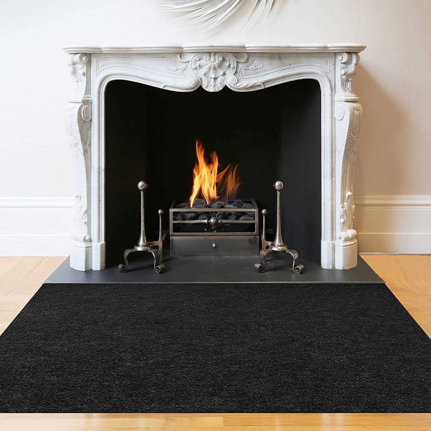 Fireplace Rug Fire Resistant Rectangular Fireproof Hearth Pads Polyester Trim Non Slip Wood Stove Mat