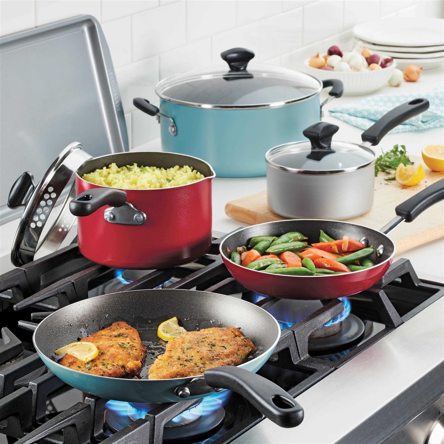 Farberware Cookstart Aluminum DiamondMax Nonstick Skillet Set