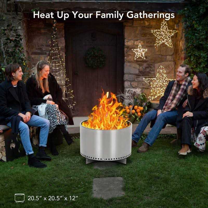 16.5 Smokeless Fire Pit with Air Switch, Wood Burning Portable Stainless Steel Outdoor Firepit with Removable Stand and Ash Pan