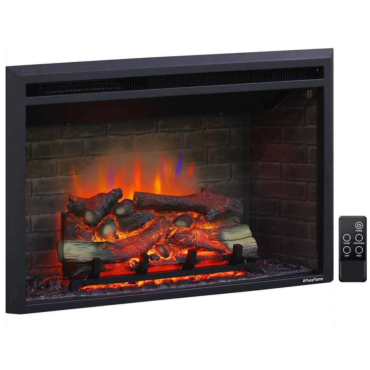 Puraflame Western Electric Fireplace Insert with Fire Crackling Sound Remote Control
