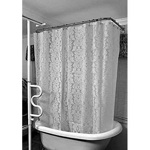 D&m Clawfoot Tub Shower Curtain Floral Damask Liner All Around Extra Wide 180×70