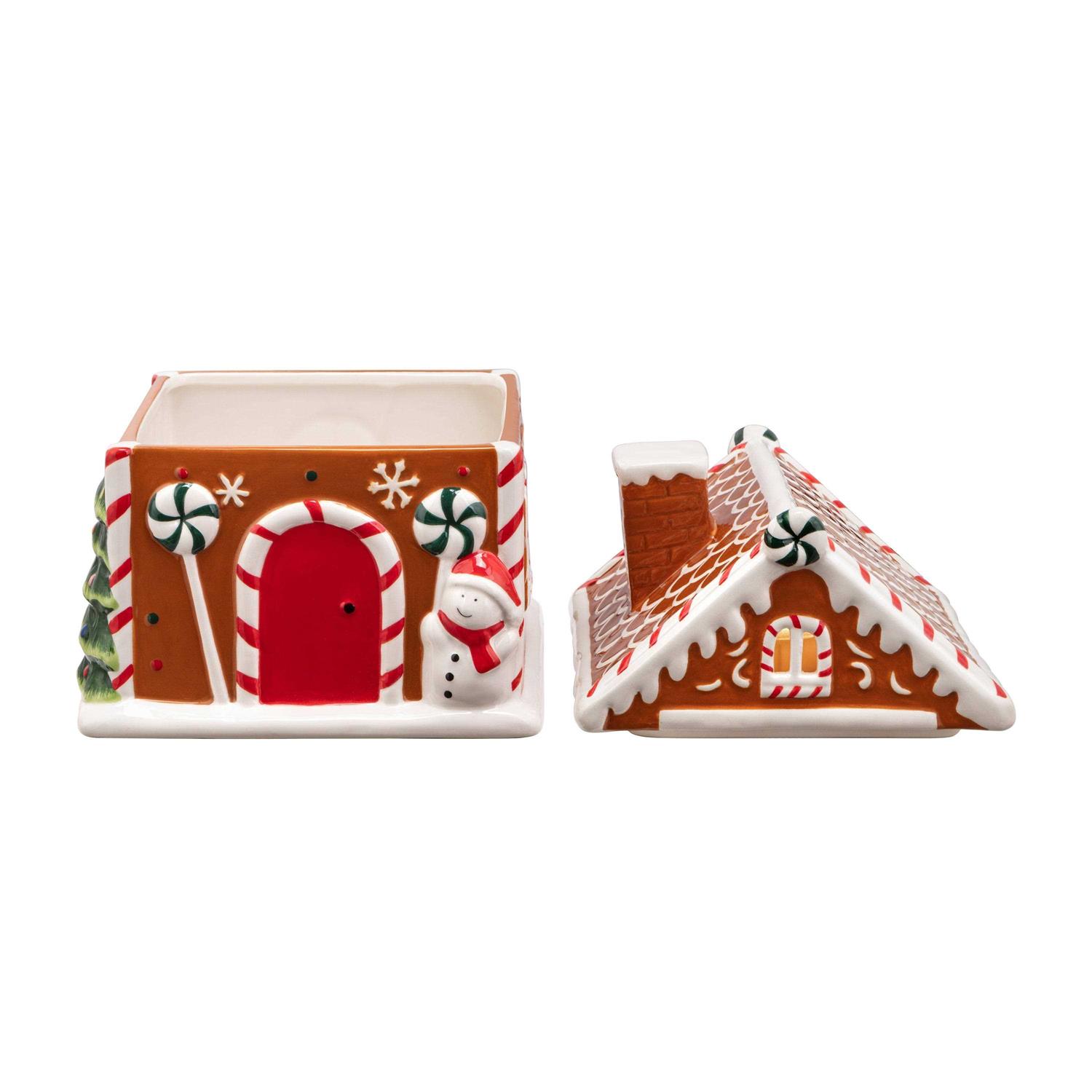 9.5 Ceramic Lit Gingerbread House Cookie Jar Mr. Christmas