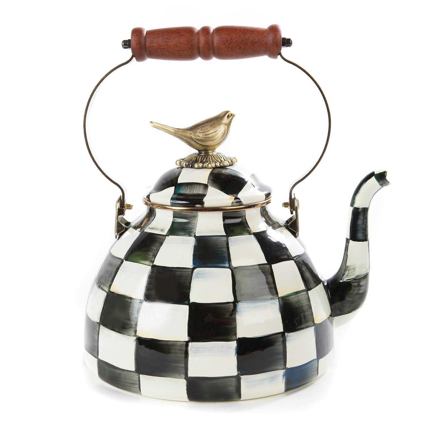 MacKenzie Childs Courtly Check Enamel Tea Kettle