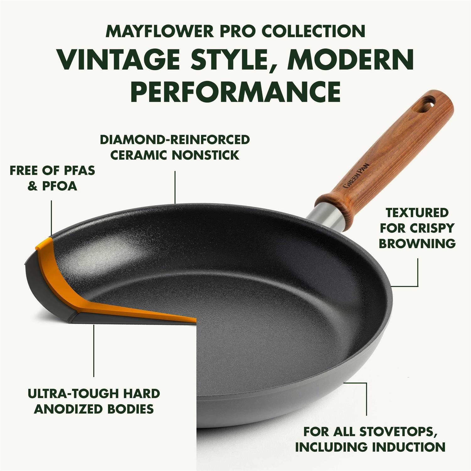 GreenPan Mayflower Pro Hard Anodized Healthy Ceramic Nonstick, 10 and 12 Frying Pan Skillet Set