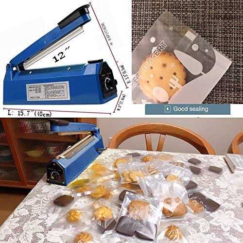 Vimi Impulse Heat Sealer Manual Bags Sealer Heat Sealing Machine 12 Inch Impulse Sealer Machine for Plastic Bags PE PP Bags with Extra Replace Element