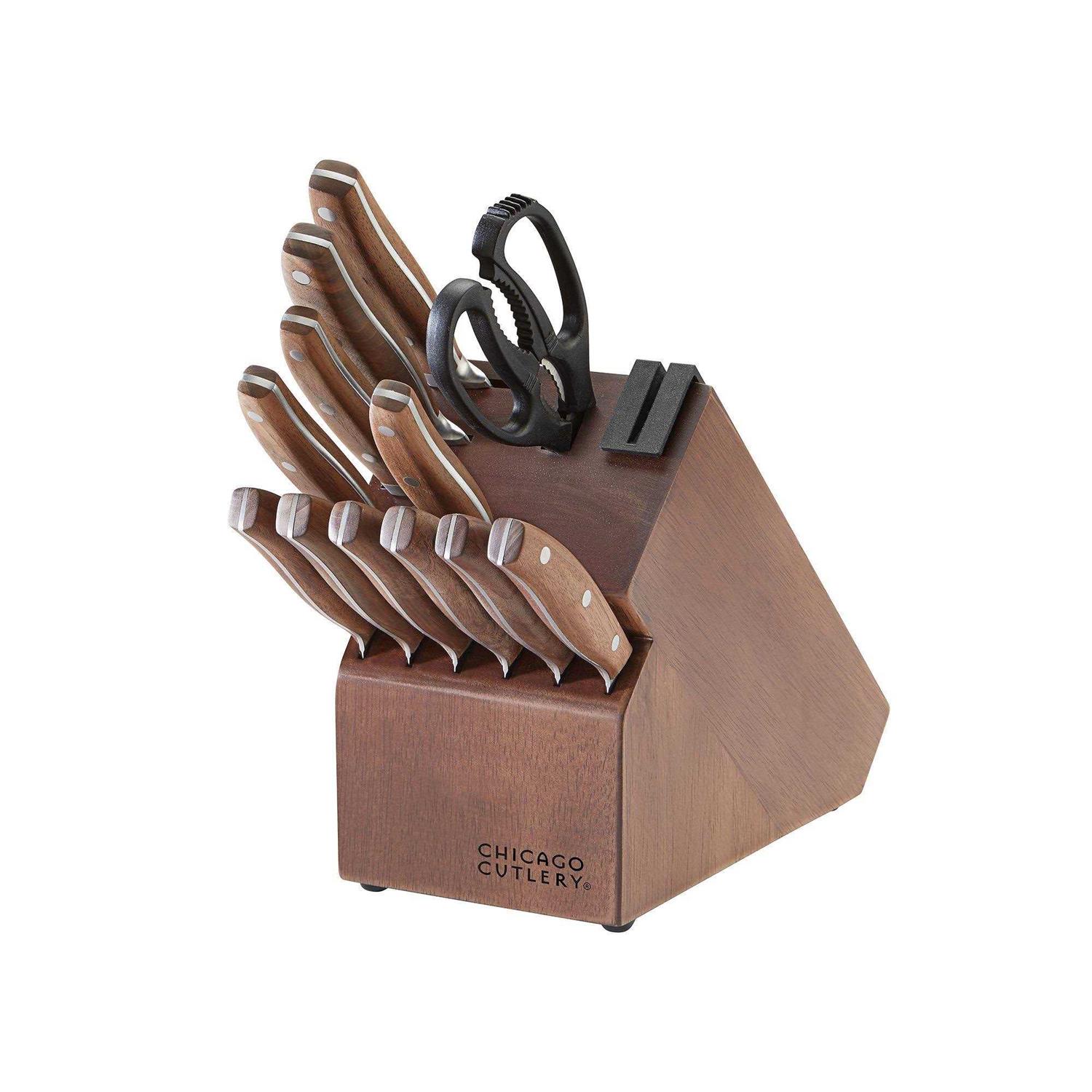 Chicago Cutlery Signature Edge Walnut 13 Piece Knife Block Set