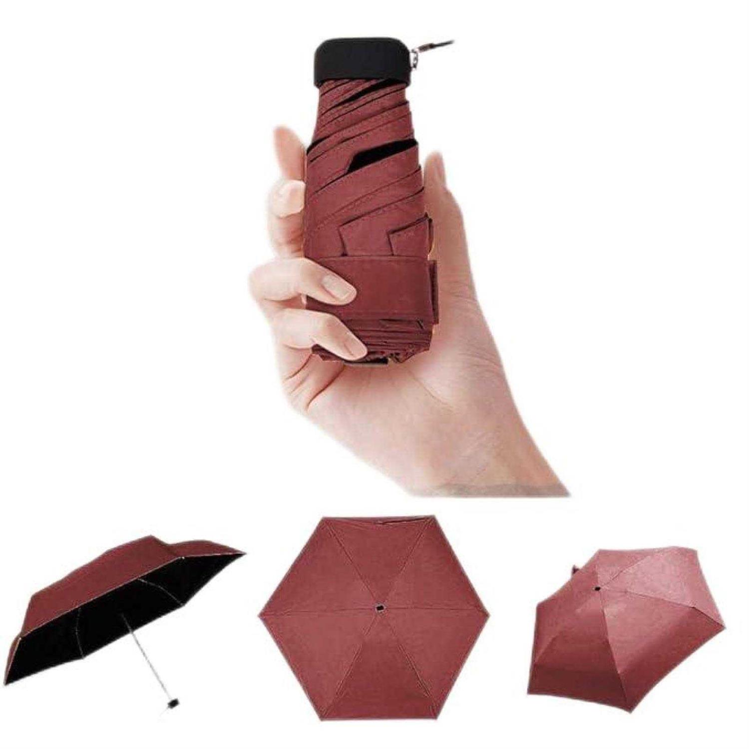 ALOVEMO 6 RibsTravel Sun & rain Umbrella Mini Folding Travel Compact and Lightweight UV Protection Clear Umbrella with Case 90cm Pocket