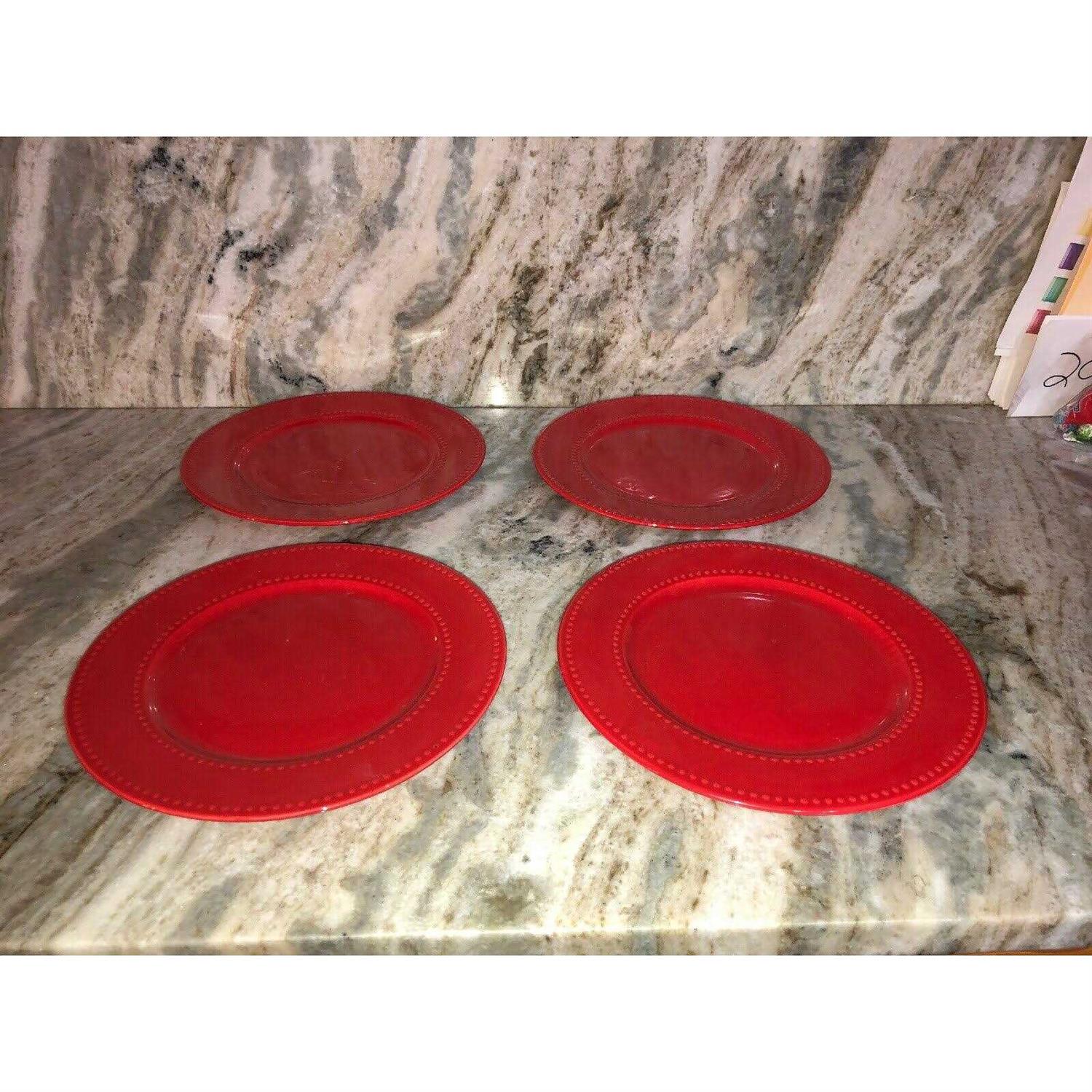 Royal Norfolk Red Beaded Ceramic Dinner Plates