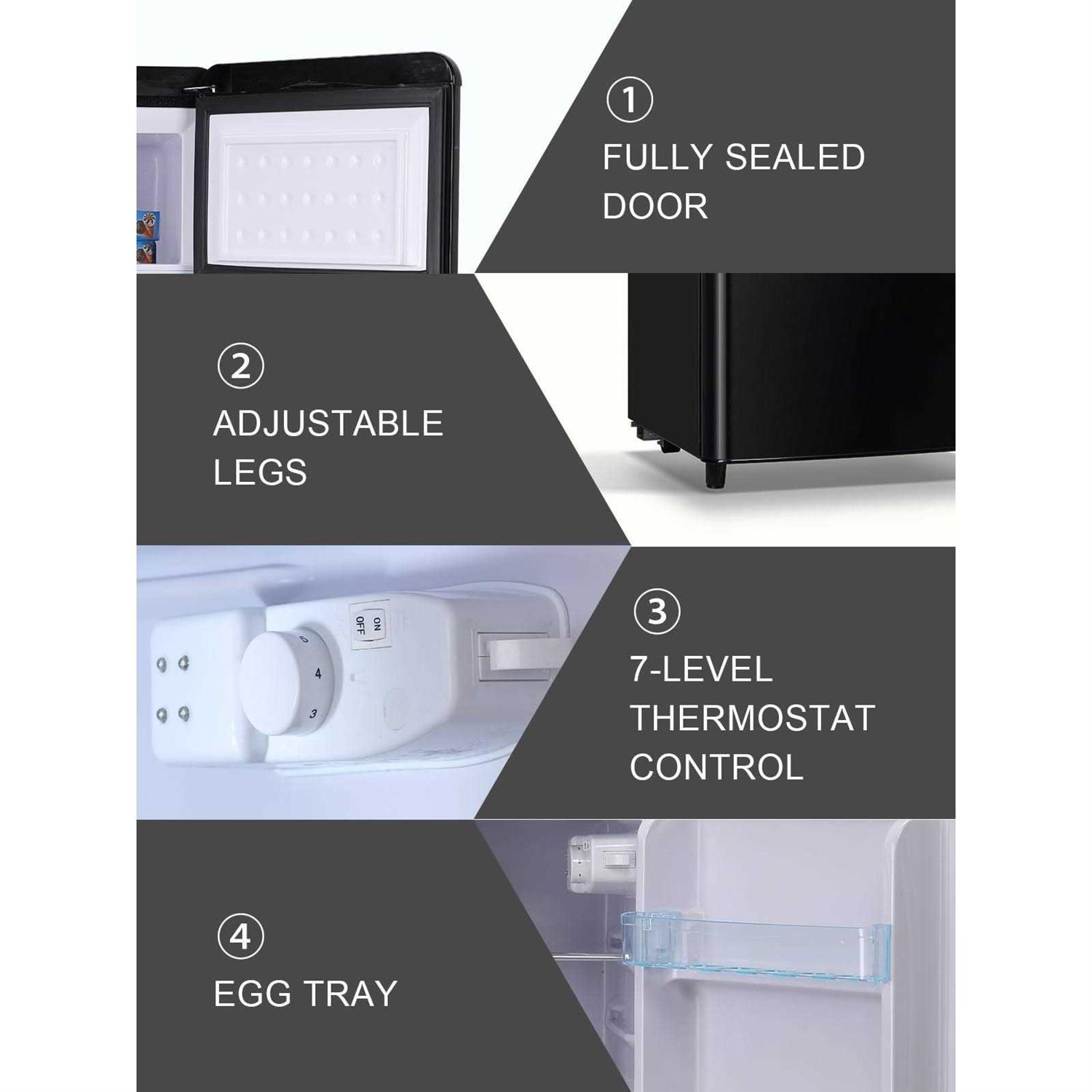 Wanai Compact Refrigerator 3.2 Cu.Ft Retro Fridge with Freezer 2 Door Mini Refrigerator