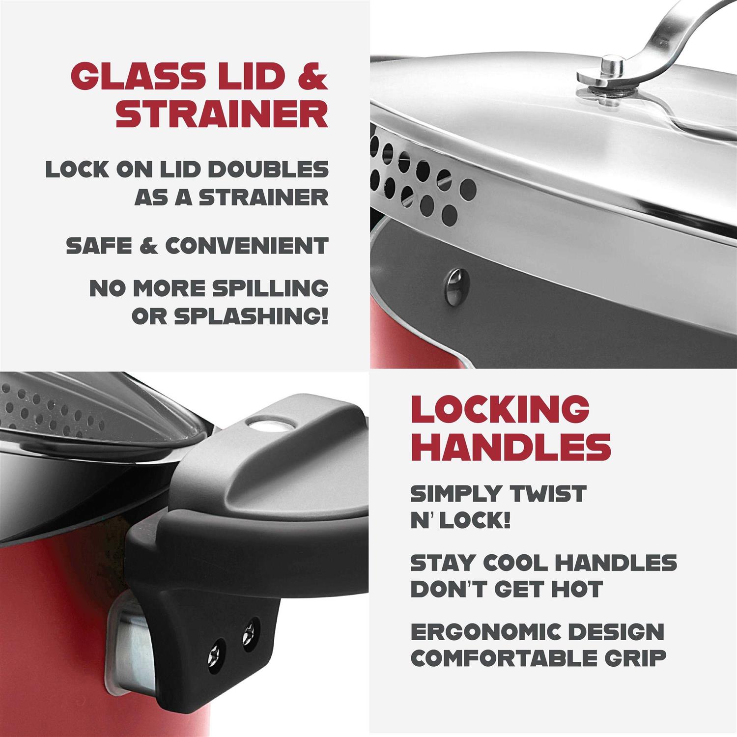 Gotham Steel Pasta Pot Twist and Lock Handles